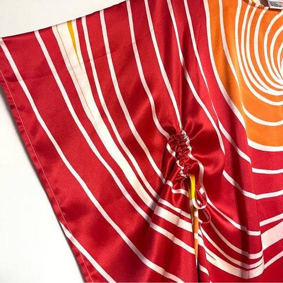 Vera by Scoop Beach 100% Silk Tunic Retro Multicolor One Size Resort Vacation - Picture 6 of 9